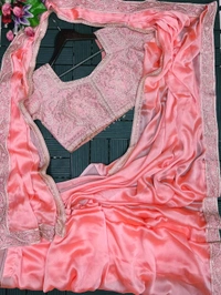 *New Super Trending Embroidery cording work ready to wear saree with Embroidery Blouse*