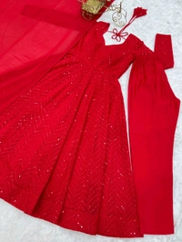 *Launching This Timeless And Classic Lukhnowi Georgette Fabric Anarkali Suit Set For The Upcoming Festivities And Wedding Season* - S-36