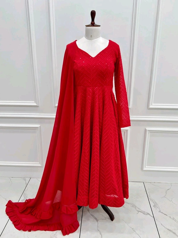 *Launching This Timeless And Classic Lukhnowi Georgette Fabric Anarkali Suit Set For The Upcoming Festivities And Wedding Season* - M-38