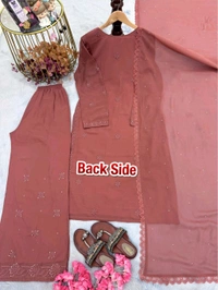 Launching New 💃 Đěsigner Party Wear Look Pur Chikankari Heavy Faux Georgette Top Plazzo & Dupatta Set*👗
 *LADY LOOK-025* - L