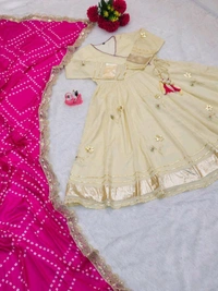 Handmade Anarkali Plazzo Set & Bandhani Dupatta For A Royal Festive Look  - XS (With Margin Up To S)