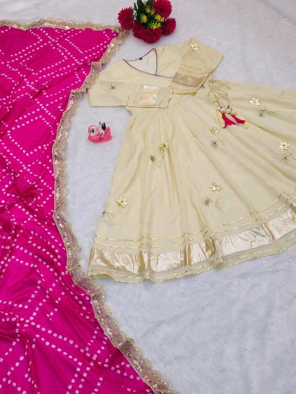 Handmade Anarkali Plazzo Set & Bandhani Dupatta For A Royal Festive Look  - XS (With Margin Up To S)