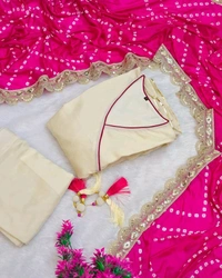 Handmade Anarkali Plazzo Set & Bandhani Dupatta For A Royal Festive Look  - XL (With Margin Up To XXL)