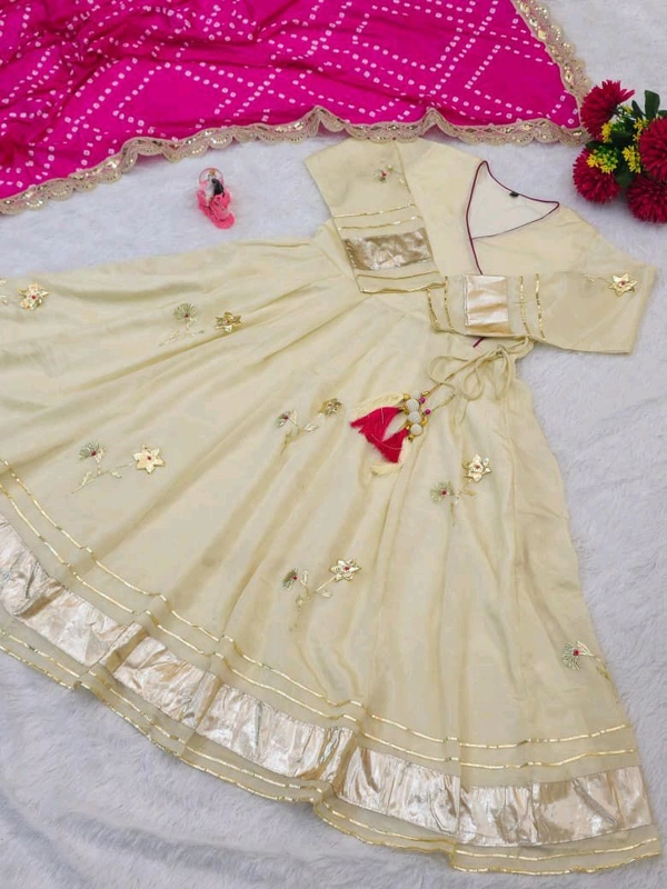 Handmade Anarkali Plazzo Set & Bandhani Dupatta For A Royal Festive Look  - XL (With Margin Up To XXL)