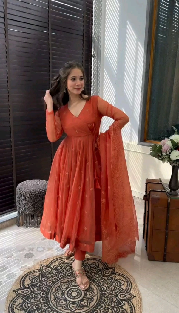 *Presenting New Designer Collection In Faux Georgette With Embroidery Work Gown  - L