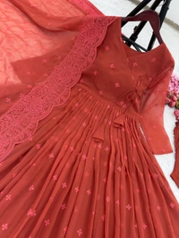 *Presenting New Designer Collection In Faux Georgette With Embroidery Work Gown  - L