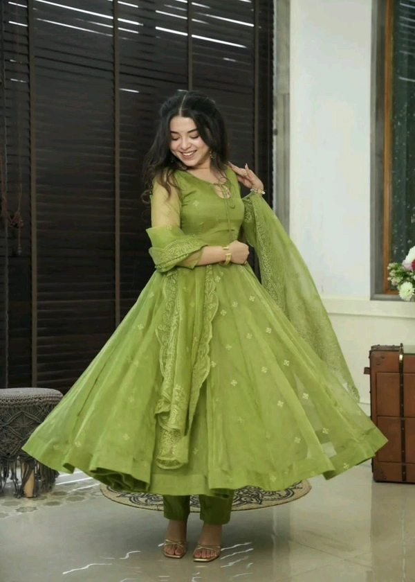 *Presenting New Designer Collection In Faux Georgette With Embroidery Work Gown  - Xl-42