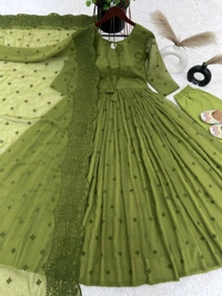 *Presenting New Designer Collection In Faux Georgette With Embroidery Work Gown  - Xl-42