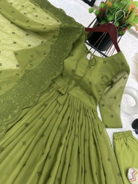 *Presenting New Designer Collection In Faux Georgette With Embroidery Work Gown  - Xl-42