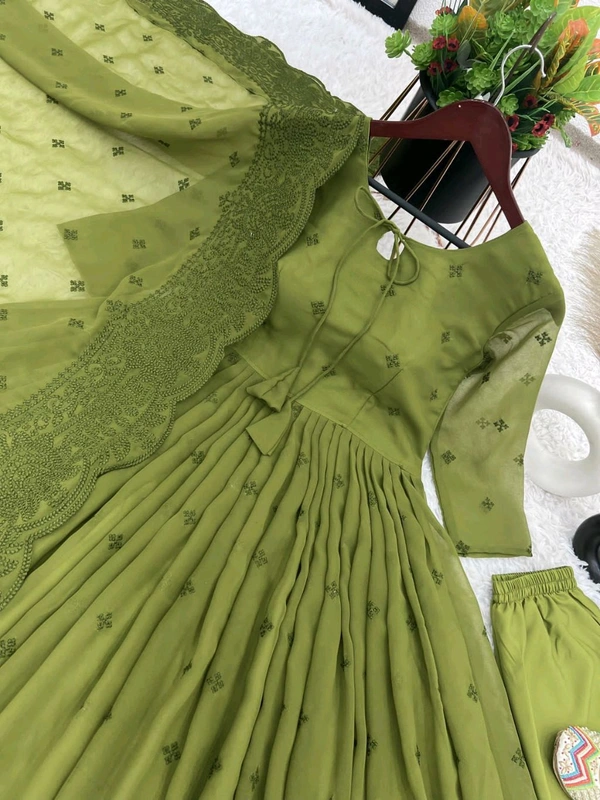 *Presenting New Designer Collection In Faux Georgette With Embroidery Work Gown  - Xl-42