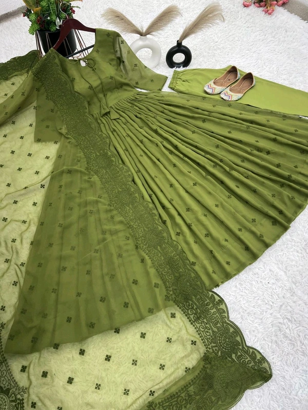 *Presenting New Designer Collection In Faux Georgette With Embroidery Work Gown  - Xl-42