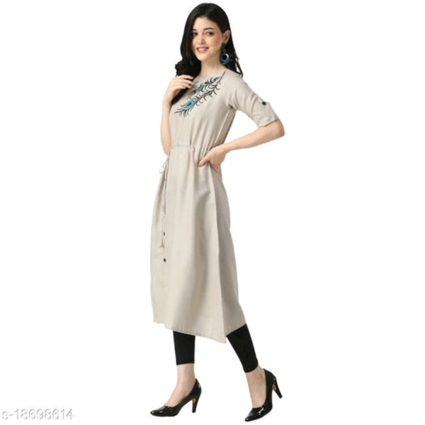 Cotton Blend A Line Printed Kurti