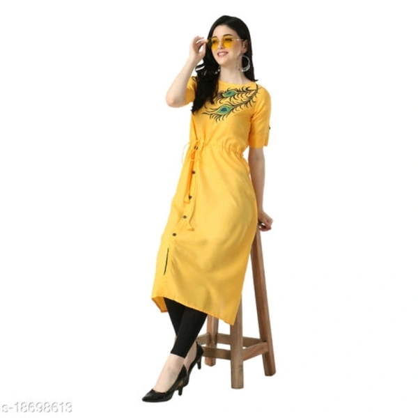 Cotton Blend A Line Printed Kurti