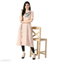 Cotton Blend A Line Printed Kurti