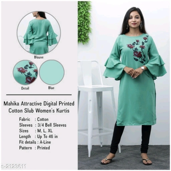 High Slub High Slit Printed Kurtis