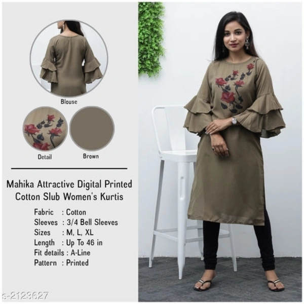 High Slub High Slit Printed Kurtis
