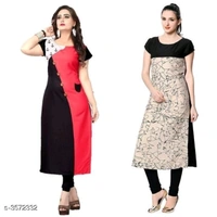 Women's Crepe Printed Kurti Combo Of 2