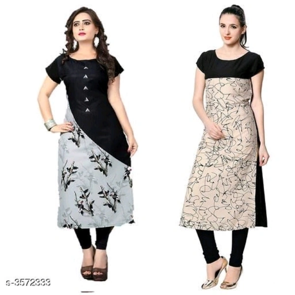 Women's Crepe Printed Kurti Combo Of 2