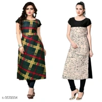 Women's Crepe Printed Kurti Combo Of 2