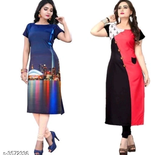 Women's Crepe Printed Kurti Combo Of 2