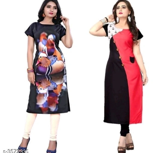 Women's Crepe Printed Kurti Combo Of 2