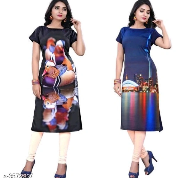 Women's Crepe Printed Kurti Combo Of 2