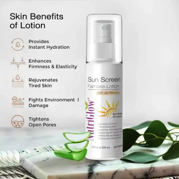 NutriGlow Sunscreen - SPF 40 PA+++ Sunscreen Fairness Liquorice UV Lotion (120 ml)