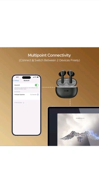 boAt Airdopes Supreme w/ 4 Mics Al ENx Tech, 50 HRS Playback, Multi Point Connectivity Bluetooth Headset (Metallic Grey, True Wireless) - Black