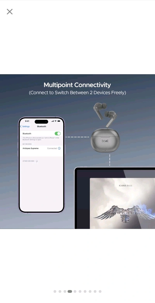 boAt Airdopes Supreme w/ 4 Mics Al ENx Tech, 50 HRS Playback, Multi Point Connectivity Bluetooth Headset (Metallic Grey, True Wireless) - Mercury