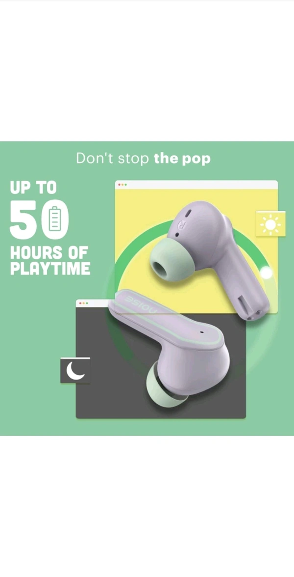 Noise Pop buds with 50 Hrs of playtime, Quad Mich with ENC Bluetooth Headset  True Wireless - Lilac
