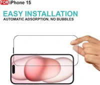  iPhone 15 Tempered Glass| Screen Protector Full HD Quality Tempered Glass Anti-Scratch Edge to Edge Coverage with Easy Installation Kit (Black)