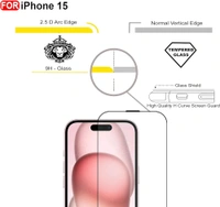  iPhone 15 Tempered Glass| Screen Protector Full HD Quality Tempered Glass Anti-Scratch Edge to Edge Coverage with Easy Installation Kit (Black)