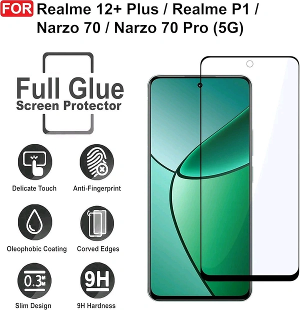 Realme 12+ Plus / Realme P1 / Narzo 70 / Narzo 70Pro / iQOO 12 (5G) Tempered Glass Screen Protector Full HD Quality Tempered Glas