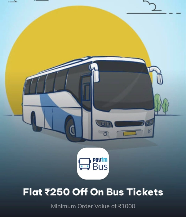 Paytm Bus Code ( 250 Off On 1000 )