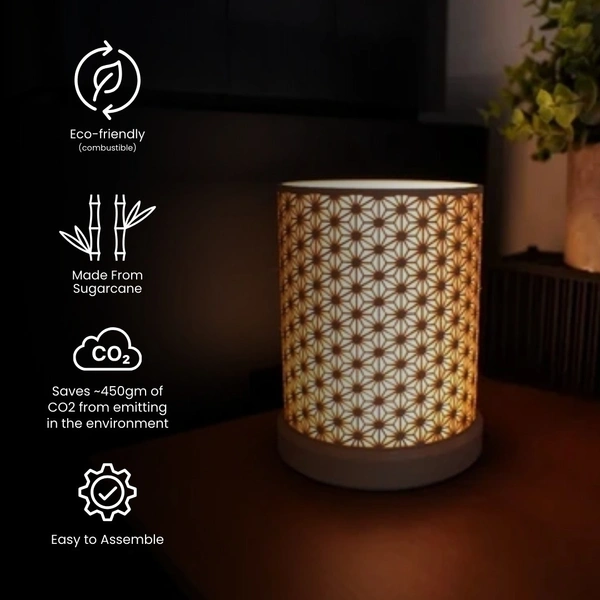 Japanese Kumiko Lamp - 10 cm, Chalky