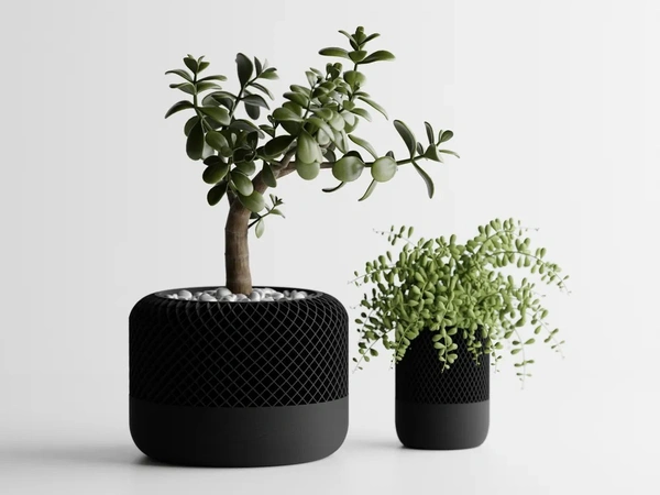 Modern Apple Home Pot - 08 cm, Black
