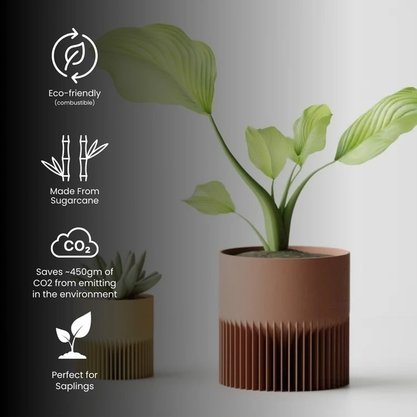 Modern Ribbed Rectangular Planter Pot - 12 cm, Radical Red
