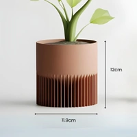 Modern Ribbed Rectangular Planter Pot - 12 cm, Radical Red