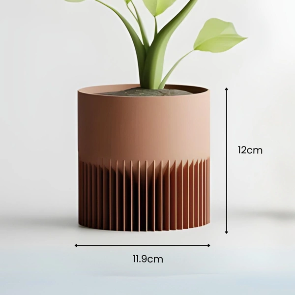 Modern Ribbed Rectangular Planter Pot - 12 cm, Radical Red