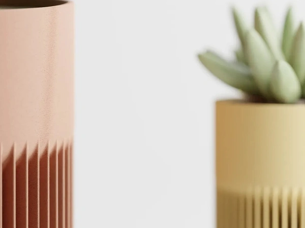 Modern Ribbed Rectangular Planter Pot - 12 cm, Radical Red
