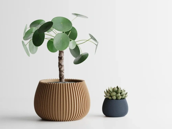 Modern Ribbed Straight Planter Pot - 08 cm, New Orleans