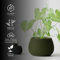Modern Ribbed CrissCross Planter Pot - 08 cm, Green Pea