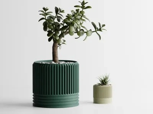 Modern Ribbed Delta Pot - 12 cm, Green Pea