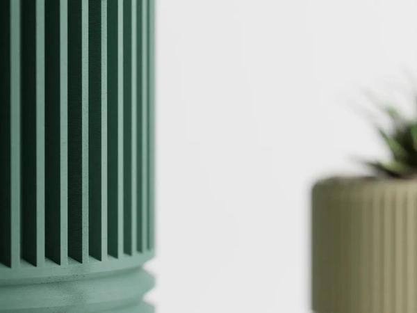 Modern Ribbed Delta Pot - 12 cm, Green Pea