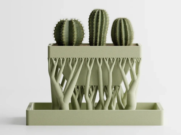 Organic Rectangular Planter - 10 cm, Green Pea