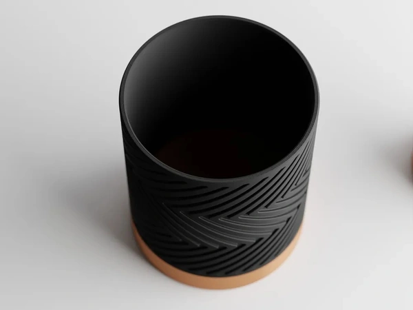 Two-Toned ZigZag Pot - 15 cm, Black