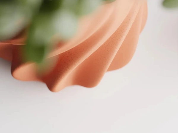 Smooth Ribs Curved Planter Pot - 13.4 cm, Web Orange