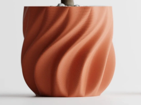 Smooth Ribs Curved Planter Pot - 13.4 cm, Web Orange