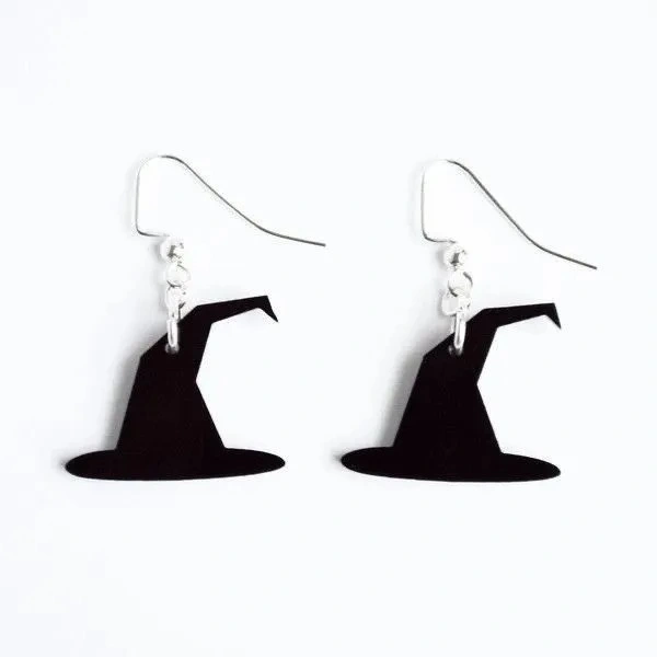 Witch Hat Earring - Black