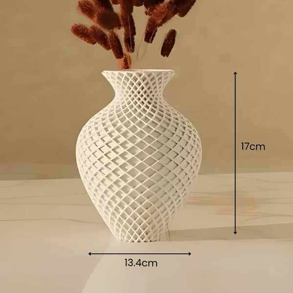 Large Decorative Vase - 18 cm, White